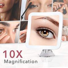 Fancii 10x Specchio Ingranditore per Trucco con Luce LED, Ricaricabile - 3 Modalità di Illuminazione, Dimmerabile, Ventosa Potente, Tocco Intelligente, Specchio Illuminato per Bagno o Viaggio (Mira 2)