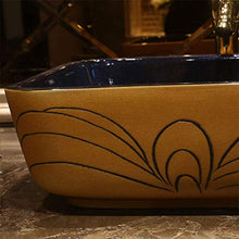 WEHOLY Lavabo in Resina Lavabo da Incasso Ovale in Pietra Naturale Lavabo Rettangolare Retro Creativo Jingdezhen Ceramica Hotel Lavabo antispruzzo