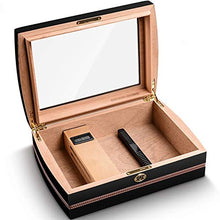 CHOU XIAO Humidor Cigar Humidors - Cigar Box Mellow Cedar Glass Trasparente Window Piano Painted Cigar Cabinet Black Dimensioni: 330x230x100mm .Deposito Perfetto dei Tuoi sigari