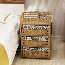 MAHFEI-Cestini Portaoggetti, Stile Country Cassettiera in Rattan Tessitura A Mano Comodino da Pavimento Armadio per Bambini Stabile E Durevole Organizza La Cassettiera
