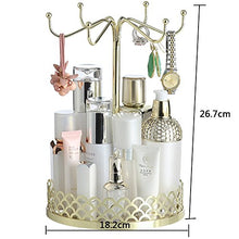 Nwn Storage Box Home Use Desktop Finitura Rotary Cosmetics Rack Stile Rustico Europeo/Americano (18,2 * 26,7 cm) Oro