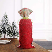 Amosfun Christmas Wine Bottle Cover Wine Bottle Gift Bags Drawstring Christmas Pattern for Xmas Holiday Bottle Dress Up Table Decoration (Rustic Style Santa Claus)