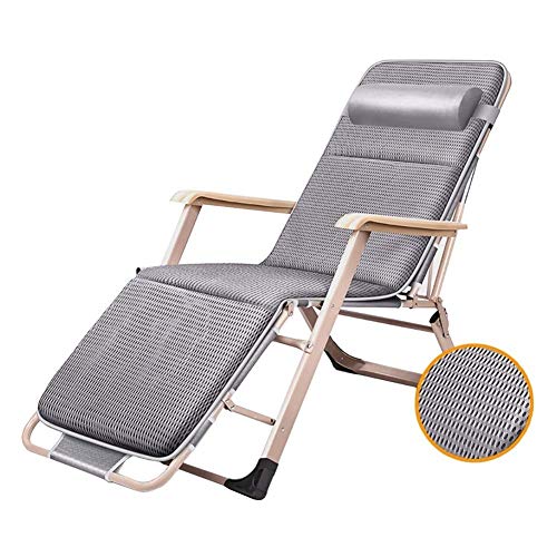 Lettino Prendisole Sedie a Sdraio reclinabili per Persone Pesanti Outdoor Beach Lawn Camping Chair Portatile Pieghevole Home Lounge Sdraio con Cuscini Supporto 200kg Chaise Longue (Color : Gray)