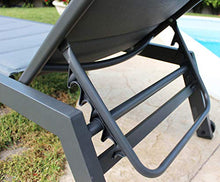 Milani Home s.r.l.s. Lettino Sdraio Imbottito Impilabile in Alluminio E Textilene da Esterno Giardino, per Ristorante Agriturismo Albergo Hotel, Cm 198 X 61 X 34/95 H
