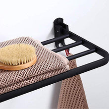 JSONA Portasciugamani per Parete del Bagno, portasciugamani in Alluminio a Parete in Alluminio Senza Trapano Scaffale per Asciugamani Nero Impermeabile Non Facile da Piegare