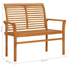 BIGTO - Panca da giardino in legno massello di teak, sedia da giardino, 112 x 55 x 94 cm