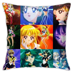 nxnx Sailor Moon Collage Federa per cuscino 45 x 40 cm a forma quadrata decorativa per divano