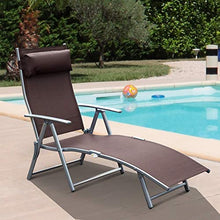 miozzi Lettino Prendisole Relax Reclinabile Pieghevole Telaio in Metallo Marrone 137x63.5x100.5 cm