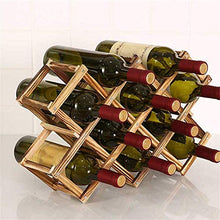 XQK Portabottiglie in Legno capacità 10 Bottiglie Portabottiglie in Legno Naturale Pieghevole Portabottiglie per Vino per Display, Decorativo, Mobile, Bar