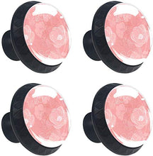 Fiore di peonia in fiore corallo Pomelli per Porta Set di 4 Pomelli per Mobili Manopole per Cassetti Cucina Armadio Vetro