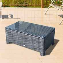 Outsunny Tavolino da Giardino in Vetro Temperato 5mm Rettangolare Esterno Rattan 85 x 50 x 39 cm Marrone