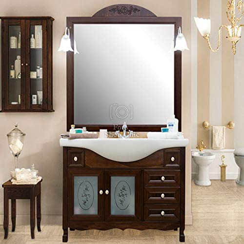 Shop Chic Mobile bagno in legno in stile classico noce con lavabo ante e cassetti