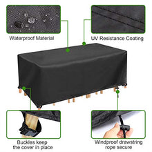 YuYo Copertura Tavolo Esterno Rettangolare, Copertura Mobili Giardino Impermeabile, Copertura per Mobili Esterno Rettangolari Copertura per Tavolo da Pranzo Esterno per 6-8 Posti, 180x120x74cm, Nero