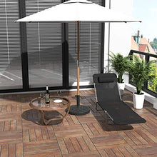 Outsunny Sedia a Sdraio Lettino Reclinabile da Giardino Spiaggia Piscina 182x56x24,5cm Nero