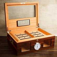 DZSF Legno di Cedro Cigar Humidor con la Serratura, Spell Fiore Vernice Trasparente in Vetro Visibile Cigar Humidor Box con umidificatore e igrometro detiene Il 60 Sigari