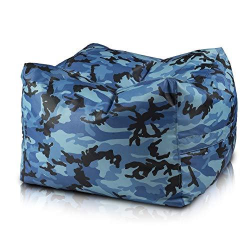 Ecopuf Cubo Pouf Ottomana da Esterno in Poliestere Fantasia Design Sfoderabile e Pieno di Palline di Polistirolo