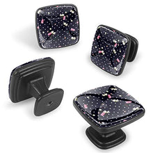 Polka dot blooming wildflowers Pomelli per Porta Set di 4 Pomelli per Mobili Manopole per Cassetti Cucina Armadio Vetro