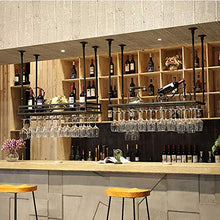 Portabicchieri da Vino Portabottiglie da Vino a Soffitto Rovesciato Portabottiglie per Uso Domestico in Metallo Artistico in Ferro per Cucina Bar Ristorante,Black Single Layer