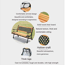 outdoor furniture Panchina da Esterno in Ferro battuto, Panca da Giardino con Schienale e braccioli, Seduta da Esterno a 3 posti in Legno massello anticorrosivo, Adatta a parchi e verande
