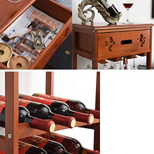 Jixi 4 Tier Solido Wine Rack Legno con cassetto Europea Classic Wine Bottle Holder Organizer Display Stand Grande ripiano Portavini Portabottiglie (Color : Wine Red)