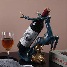 QULONG Tabletop Wine Rack, Cervi Resina Vino Portabottiglie Singolo Supporto da Tavolo Creativo Arredamento Articoli di Visualizzazione per La Cucina Casa,Blu