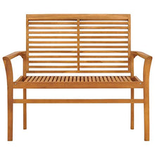 vidaXL Panca da Giardino con Cuscino Blu 112 cm in Legno di Teak