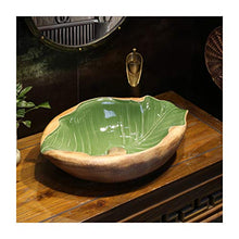 LTINN Retro Una Fetta di Foglie, sopra lavabo Art, lavabo da appoggio in Ceramica lavello Ciotola per ristoranti, parchi, Case, Hotel