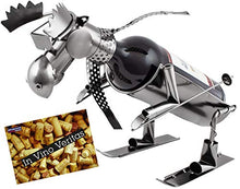 BRUBAKER Portabottiglie per Vino - Alce Sciatore - Decorazione in Metallo - Portabottiglie con Biglietto d'Auguri - Regalo del Vino