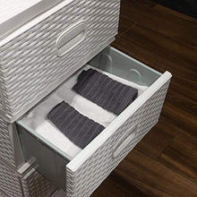 ADGO Armadio con 4 cassetti, in rattan, per camera da letto, armadio, in plastica, 38 x 45 x 90 cm, colore: bianco