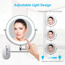 alvorog Specchio Trucco con Luce LED e Ingrandimento 1x / 5x, Specchio Ingranditore da Trucco con Rotazione a 360 ° , Luce Regolabile e Spegnimento Automatico per Bagno, Toletta, Hotel - Cromato