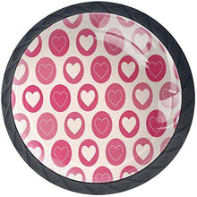 Geometrico Love Hearts Pattern Pink Pomelli per Porta Set di 4 Pomelli per Mobili Manopole per Cassetti Cucina Armadio Vetro