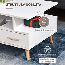 HOMCOM Tavolino da Salotto Moderno con Anta e Cassetto, Mobile Basso per Soggiorno e Ufficio Bianco, 100x50x40cm