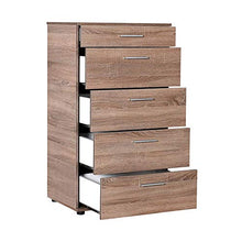 we point Cassettiera 5 Cassetti Maniglie Laterale Rovere 55x43xh.107 Cm