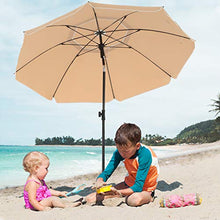 SONGMICS Ombrellone da Spiaggia Ø 1,6 m, Ombrellone da Giardino con Protezione UPF 50+, Inclinabile, Portatile e Antivento, Stecche in Fibra di Vetro, Borsa da Trasporto, Tortora GPU60BR