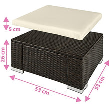 TecTake 800768 Pouf in Polyrattan, Confortevole Cuscino, Resistente alle Intemperie - Disponibile in Diversi Colori - (Marrone Mixed | No. 403404)