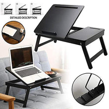 jiaju Tavoli da Picnic Tavolo Pieghevole, Tavolo Laptop Regolabile Tavolo da Tavolo in bambù Pieghevole Pieghevole Pieghevole per la Colazione Accogliente Black Bamboo Computer Table