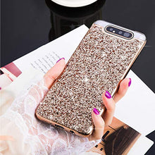 Saceebe Compatibile con Galaxy A80 Custodia Silicone TPU Paillettes Glitter Strass Silicone TPU Case PC Coperture [placcatura bordo] Bumper Case Ultra Sottile Antigraffio,oro rosa&