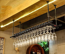 Portabottiglie per vino sospensione per barra in metallo Bancone per bar Portabottiglie per vino Ristorante per uso domestico Portabottiglie per vino capovolto Portabottiglie per vino in ferro retrò