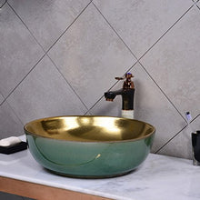 sopra Il Bacino del contatore Retro lavabo Rotondo della Fase Bacino Americano Lavabo di Arte Ceramica Europea (43x13cm) Lavabi