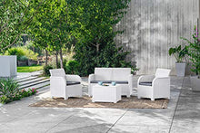 Keter Rosalie Lounge Set con Cuscini - Poltrone 65X63X74H Divano 113X65X74H Tavolino Contenitore 60X55X39H Bianco