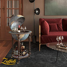 Zoffoli - Mappamondo Bar Da Terra Da Vinci Blue Dust, Porta Liquori, Legno, 55 × 55 × h 93 cm