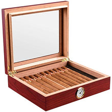 SCDHZP Handmade Cigar Humidor, Cedar Cigar Desktop Box con umidificatore e igrometro, Piano in Vetro for 35 sigari (Color : A)