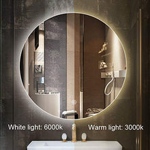 L&ED Specchio Rotondo retroilluminato, vanità, Pulsante a sfioramento, Specchio da Bagno Illuminato a LED, Trucco Senza Cornice, Grande Moderno