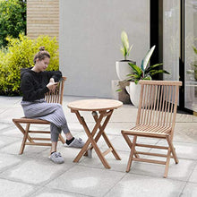 3 pezzi di kit da bistrot da esterno pieghevoli, tavoli e sedie per il tempo libero in legno massello per il balcone del cortile della terrazza, 2 poltrone e 1 tavolino rotondo per il giardino del b