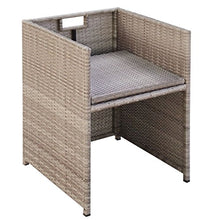 Festnight Set da Pranzo da Giardino con Cuscini, Tavolo Sedie da Giardino, Set Mobili da Giardino in Polyrattan Beige 9 pz