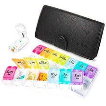 Portapillole Organizer 7 giorni con porta tablet PM PM Dispenser settimanale per tablet 14 scomparti grandi rimovibili con borsa in pelle