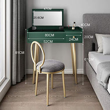 ZRN Tavolo da Trucco Set da toeletta con specchietto retrovisore per Trucco, Tavolo da Trucco, scrivania con cassetti e Sgabello Imbottito, Montaggio Facile