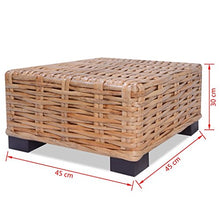 Festnight Tavolino da Giardino Quadrato in Rattan Naturale,Tavolino da Salotto Quadrato in Rattan Naturale Tavolino da Esterno Quadrato in Rattan 45x45x30 cm