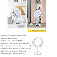 Specchio per Il Trucco, Specchi per Il Bagno Specchio per Il Trucco Specchio da 6 Pollici con LED e ingrandimento 5X, ingrandimento (Colore: Argento, Dimensioni: 6 Pollici)