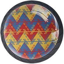 Aztec South American Pattern Zig Zag Rosso Blu Giallo Pomelli per Porta Set di 4 Pomelli per Mobili Manopole per Cassetti Cucina Armadio Vetro
